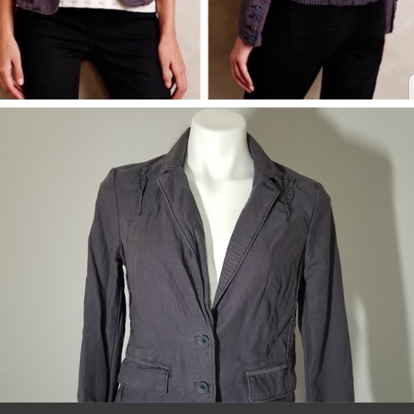 Anthropologie Hei Hei Delaine Houndstooth Blazer size 4. Blue - Picture 2 of 2